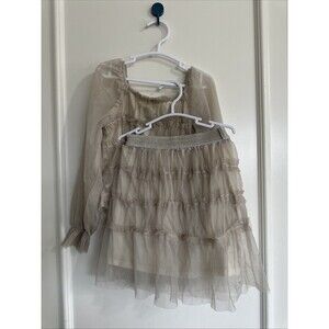 Badgley Mischka Girls Size 6 Outfit Set Skirt Shirt Sparkly Gold